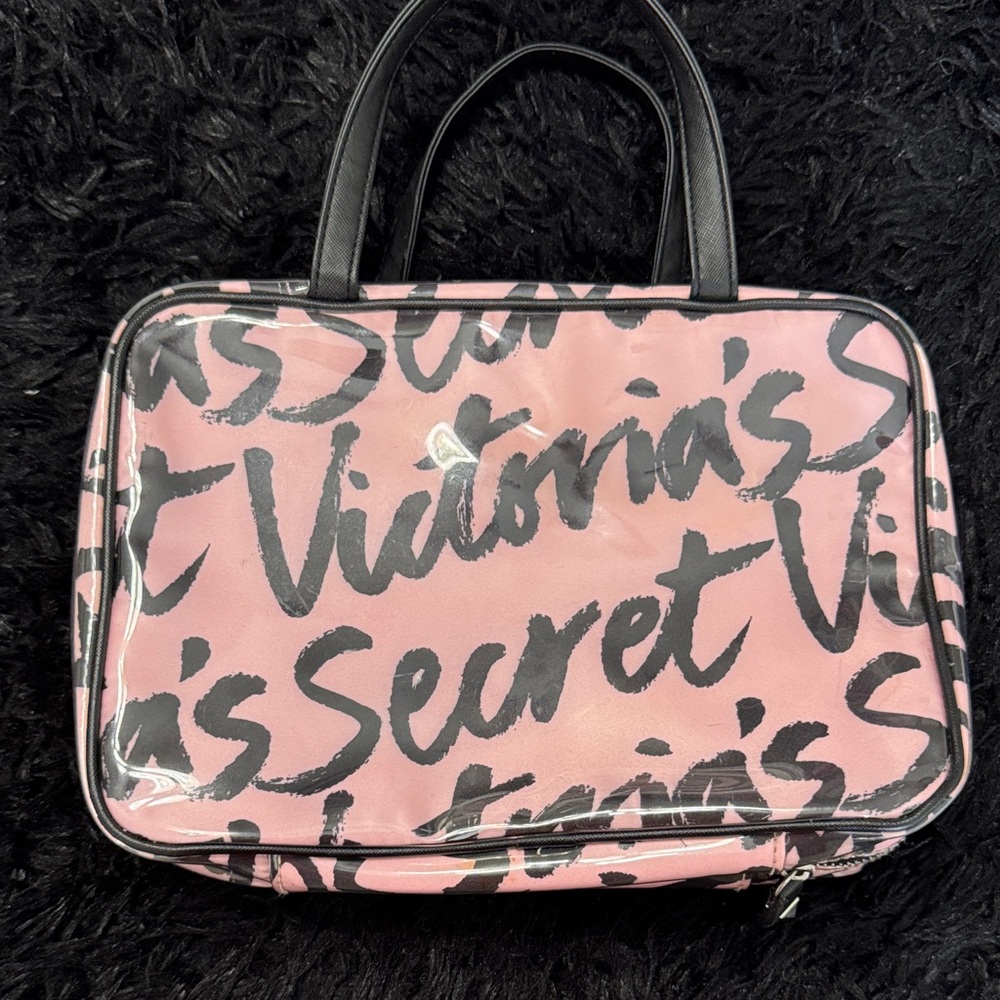 Victoria's Secret Pink and Black Cosmetic Bag